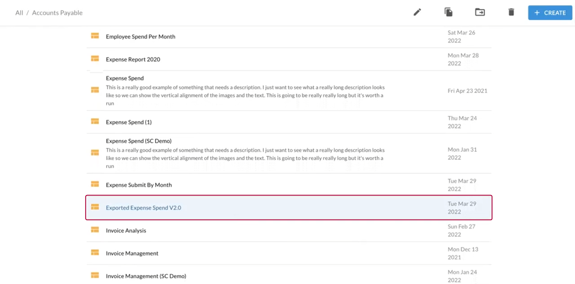 Folder view showing the copied dashboard.