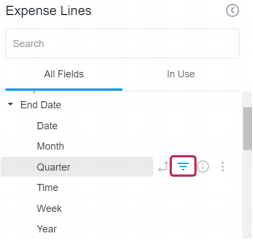 Filter action button for a field.