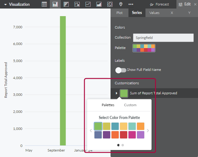 Color picker with palette options.