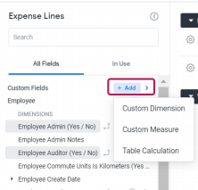 Add menu for creating custom fields and table calculations.