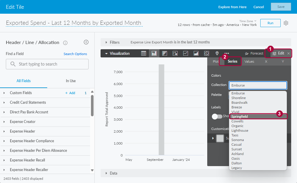 Tile edit menu showing Series settings and Collection drop-down.