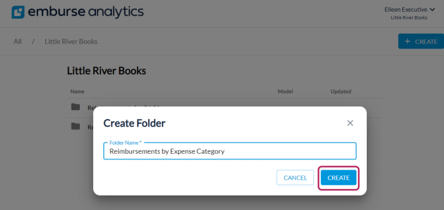 Create Folder window with name field and Create button.
