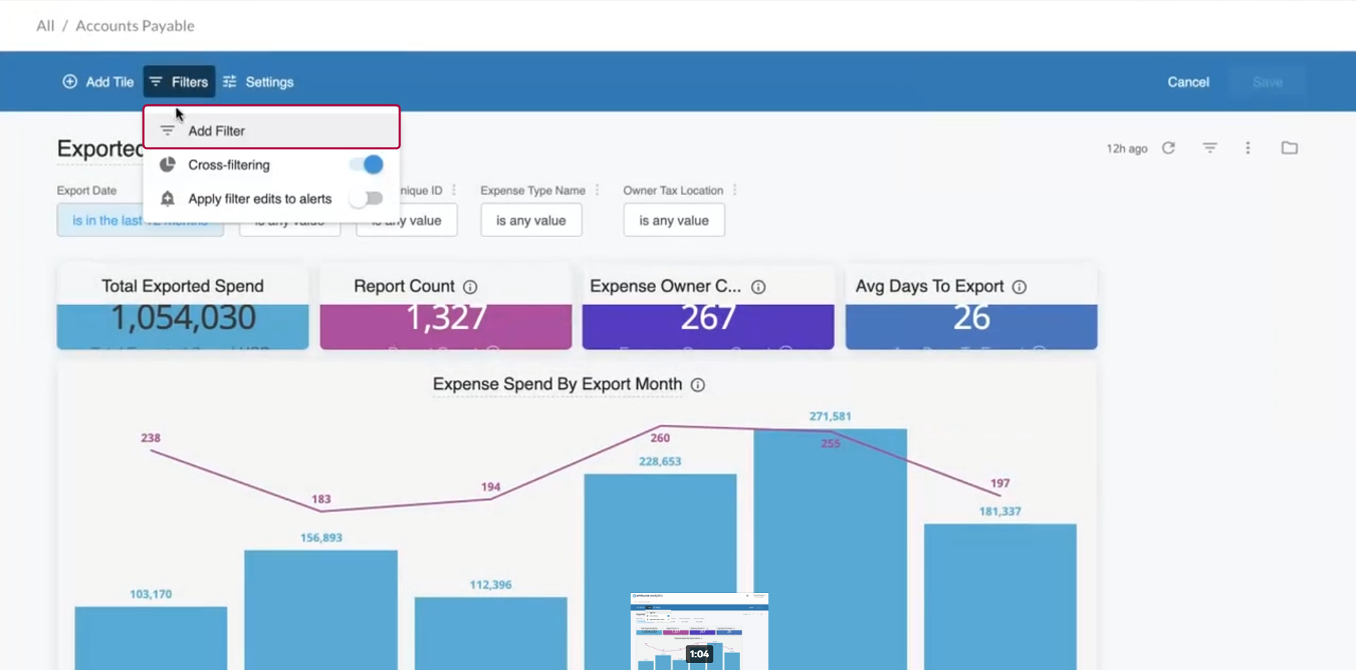 Filters panel with Add Filter button.