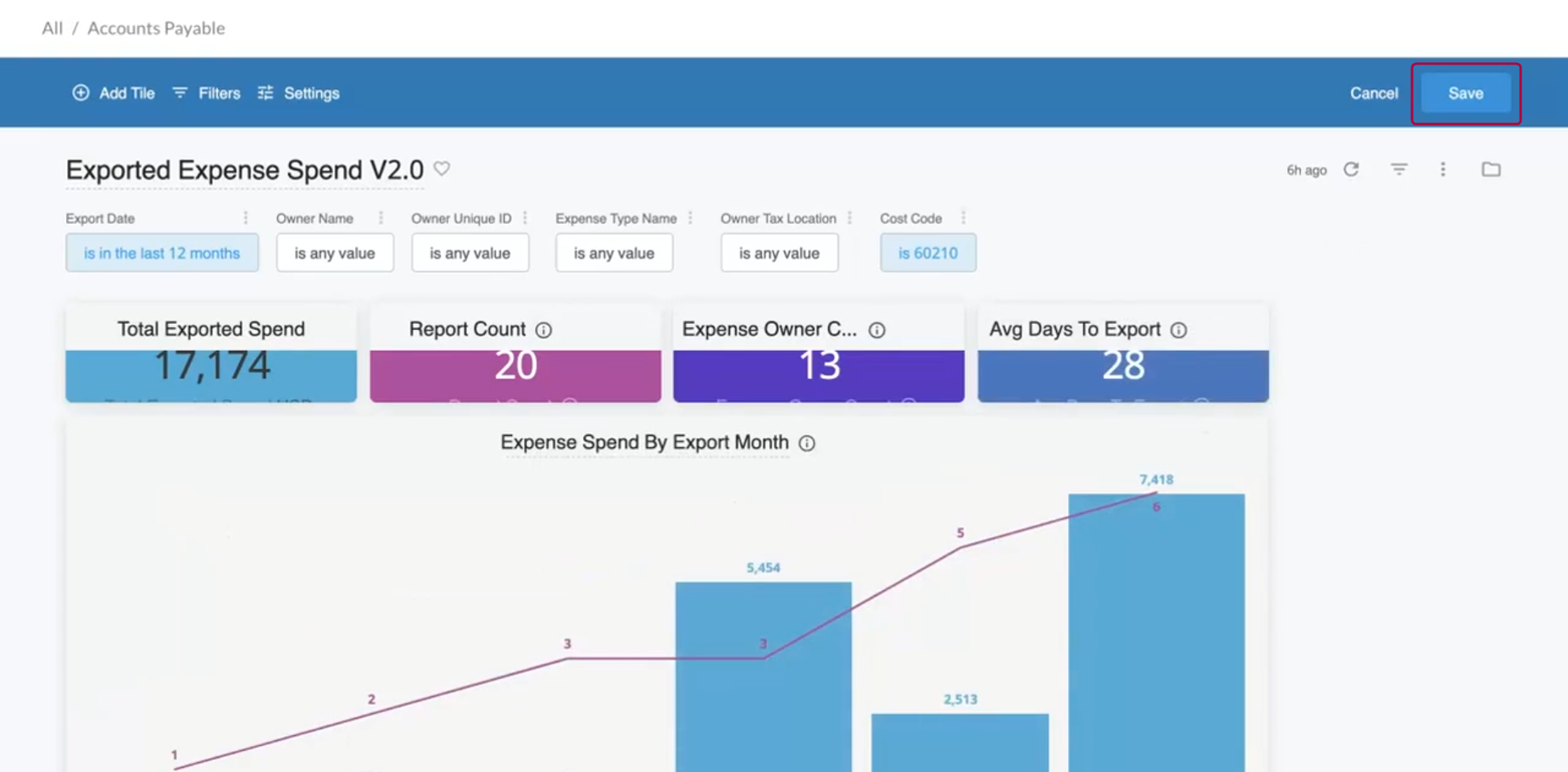 Save button in dashboard edit mode.