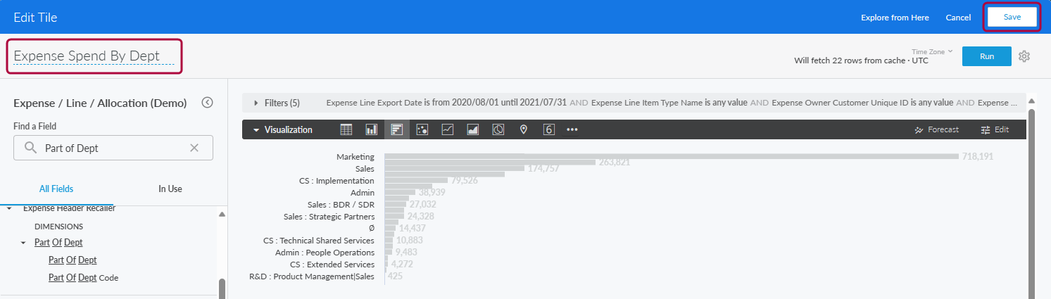 Chart editor with name field and Save option in the upper right