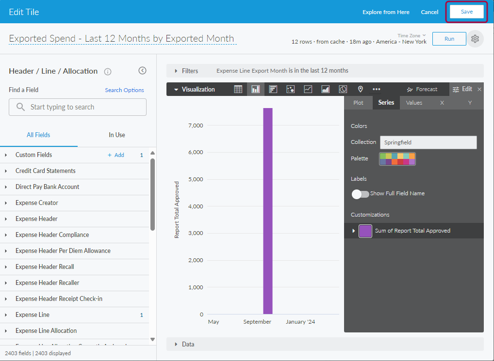 Save button in the Edit Tile screen.