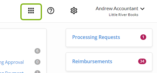 Emburse Professional home screen with the App Switcher highlighted.