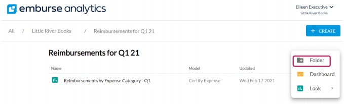 Create menu with Folder option selected.