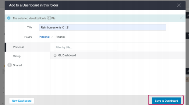 Save To Dashboard confirmation button.