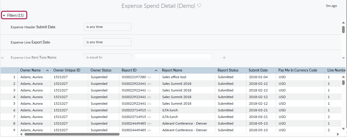Report page showing Filters control in the upper left